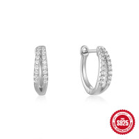 925 Silver Pavé Huggie Earrings