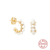 Gold-Finished Freshwater Pearl Small Hoop Earrings