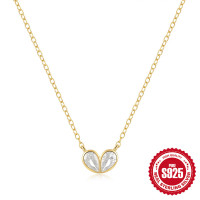 Two-Tone Heart Pendant Necklace