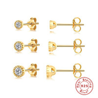 Gold-Tone Cubic Zirconia Stud Earrings Set