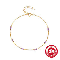 Gold-Plated Amethyst Bead Chain Bracelet