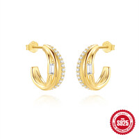 Gold-Finish Cubic Zirconia Small Hoop Earrings