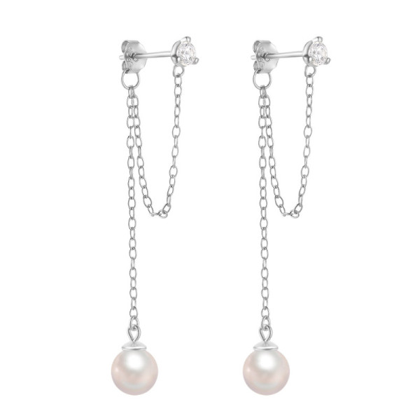 925 Silver Freshwater Pearl Threader Earrings
