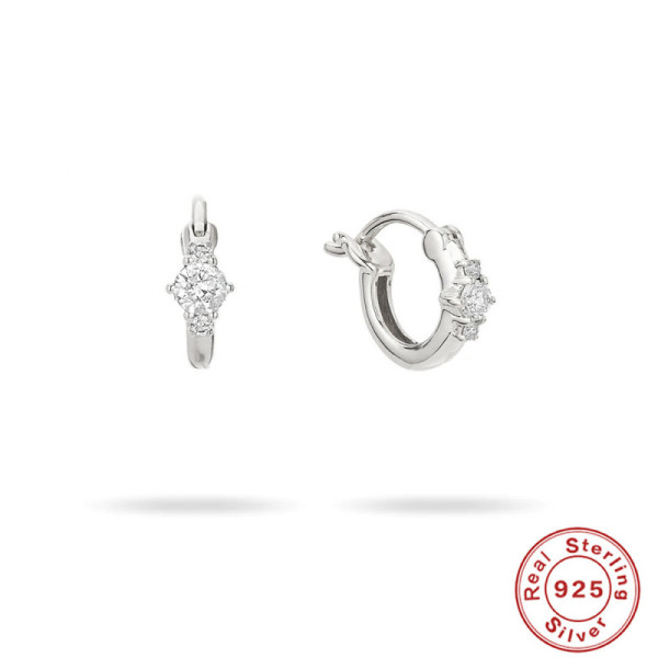 925 Silver Cubic Zirconia Huggie Earrings