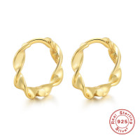 925 Silver Gold-Plated Twisted Small Hoop Earrings