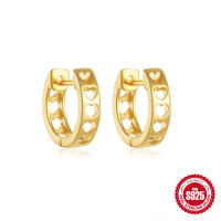 Gold-Finished Heart Motif Small Hoop Earrings