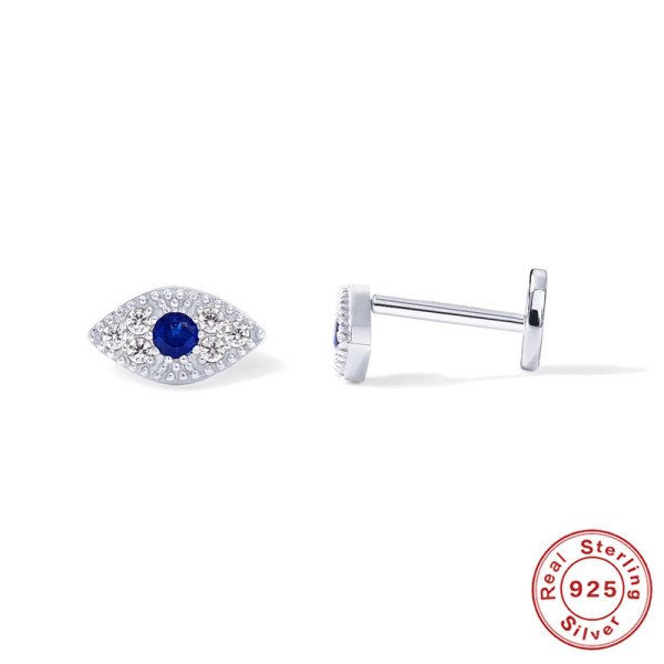 925 Silver Evil Eye Pavé Stud Earrings