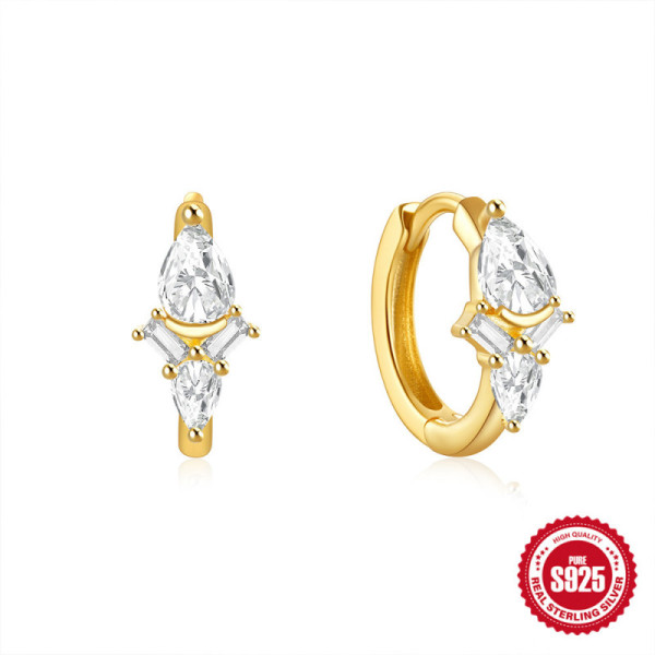 Gold-Plated Cubic Zirconia Huggie Earrings