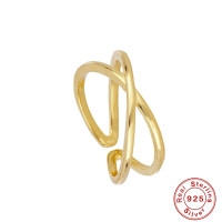 Gold-Plated Geometric Open Band Ring