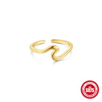 925 Silver Gold-Finish Open Wave Ring