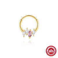 Gold-Plated Mixed Gemstone Small Hoop Ring