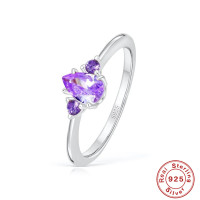 925 Silver Amethyst Prong-Set Ring