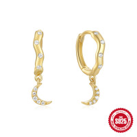 Gold-Plated Crescent Moon Huggie Earrings