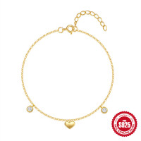 Gold-Finished Heart Charm Bracelet
