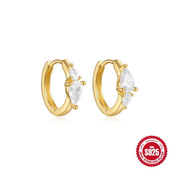 Gold-Plated Crystal Small Hoop Earrings