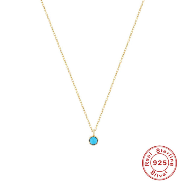 925 Silver Turquoise Bezel Pendant Necklace