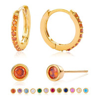 Gold-Tone Pavé Hoop and Stud Set