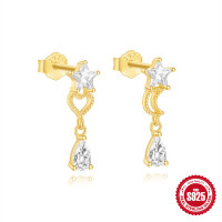 Gold-Finish Celestial Dangle Earrings