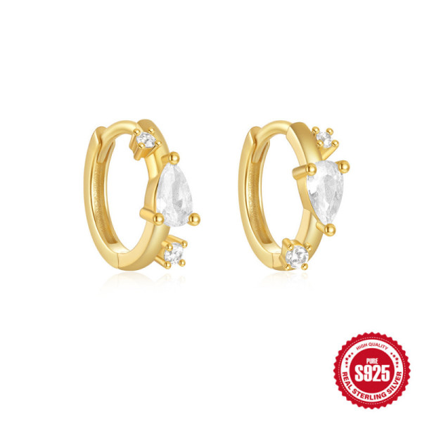Gold-Plated Cubic Zirconia Huggie Earrings