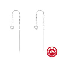 925 Silver Heart Threader Earrings