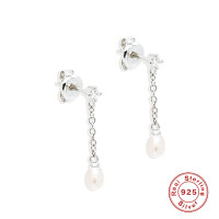Sterling Silver Freshwater Pearl Dangle Earrings