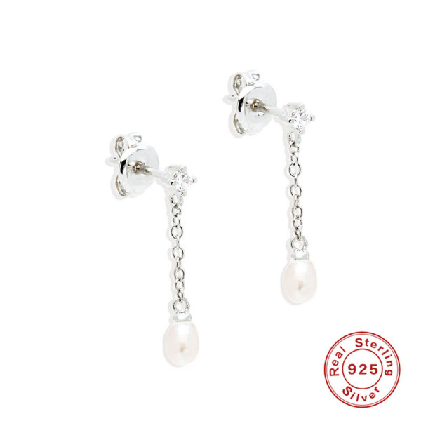 Sterling Silver Freshwater Pearl Dangle Earrings