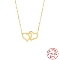 Gold-Finish Interlocking Heart Pendant Necklace