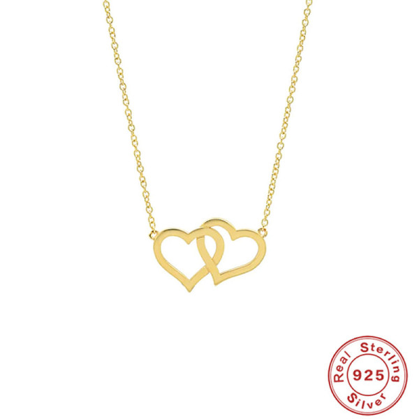 Gold-Finish Interlocking Heart Pendant Necklace