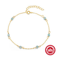 Gold-Plated Silver Beaded Chain Bracelet