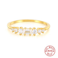 Gold-Plated Cubic Zirconia Minimalist Band Ring