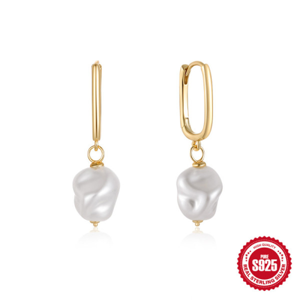925 Silver Baroque Pearl Drop Earrings
