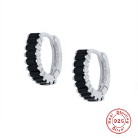 Sterling Silver Black Onyx Huggie Earrings