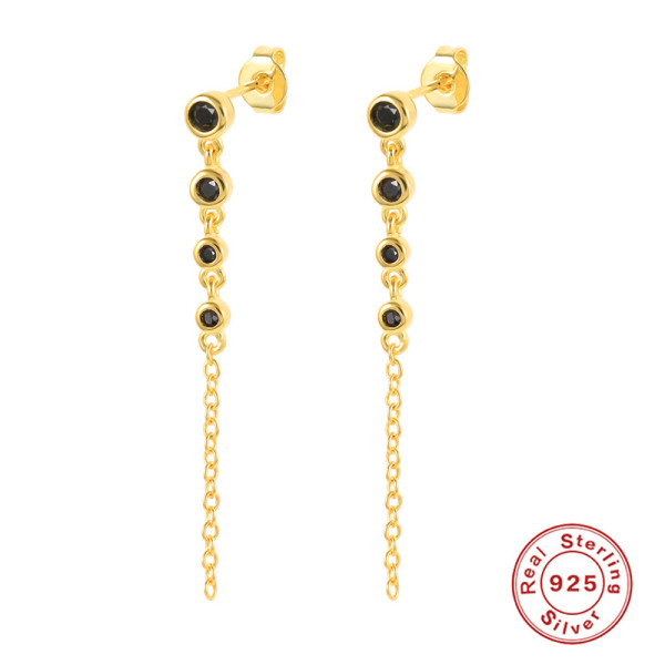 Gold-Tone Onyx Dangle Earrings