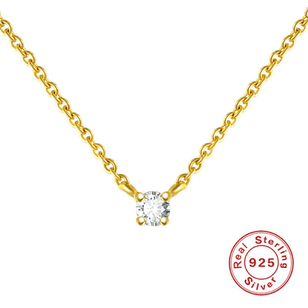 Gold-Tone Solitaire Pendant Necklace