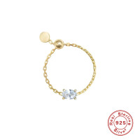 Gold-Plated Chain Ring with Cubic Zirconia