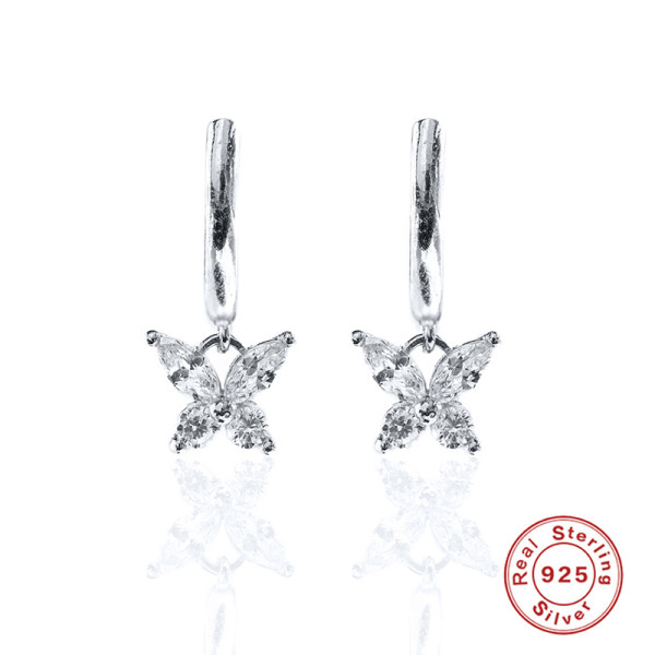 Sterling Silver Butterfly Huggie Earrings
