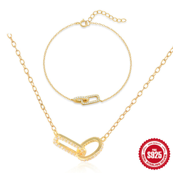 Gold-Plated Pavé Link Chain Bracelet