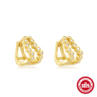 Gold-Tone Geometric Ear Cuffs with Cubic Zirconia