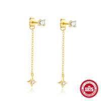 Gold-Plated Crystal Star Drop Earrings