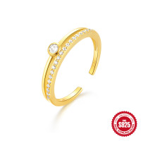 Gold Bezel Cubic Zirconia Open Band Ring