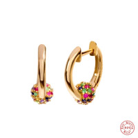 Gold-Plated Multicolor Pavé Hoop Earrings