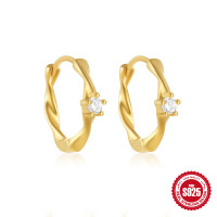 Gold-Tone Twisted Huggie Earrings