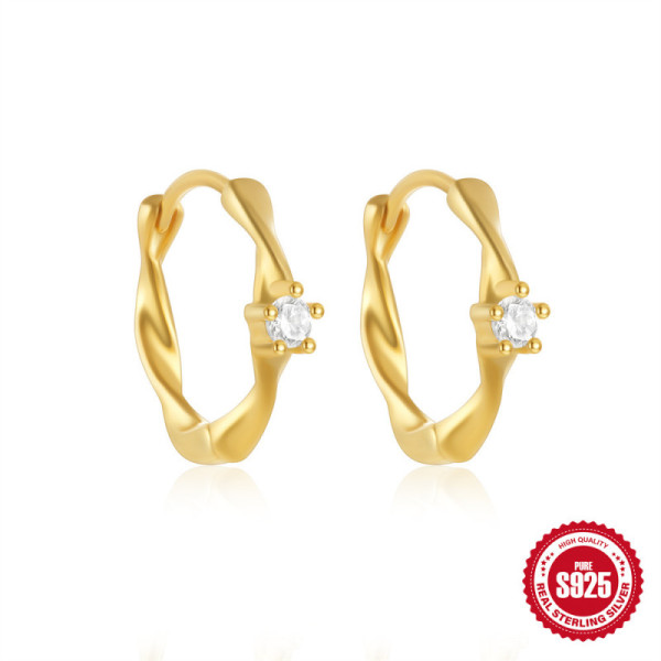 Gold-Tone Twisted Huggie Earrings