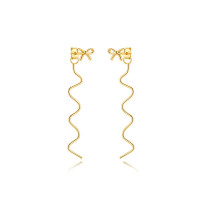 Gold Bow Threader Earrings