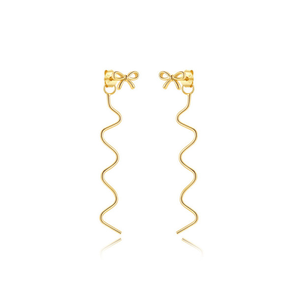 Gold Bow Threader Earrings