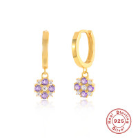 Gold-Finish Floral Huggie Hoop Earrings