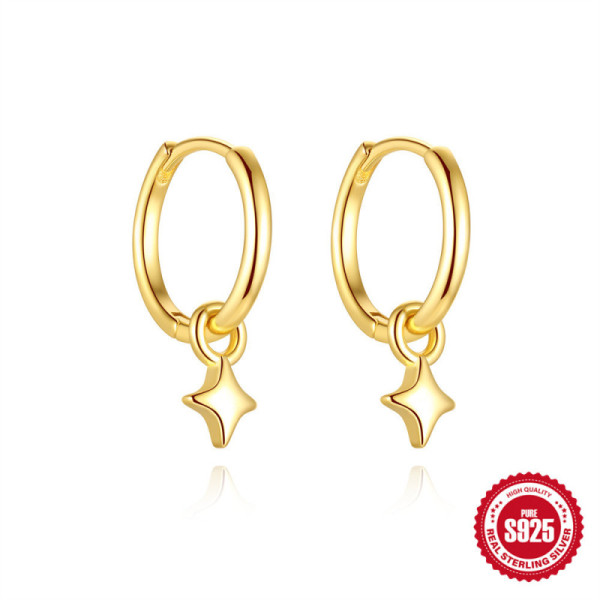 Gold Star Charm Huggie Earrings