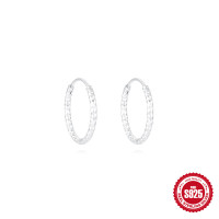 925 Sterling Silver Textured Hoop Earrings