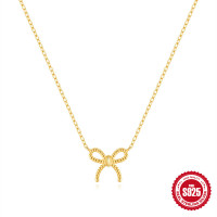 925 Silver Gold-Plated Bow Pendant Necklace