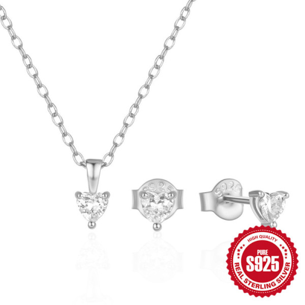 925 Silver Heart Pendant Necklace with Cubic Zirconia